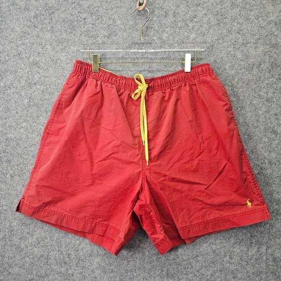 Vintage 90s Swim Trunks Mens‎ L Red POLO SPORT RALPH LAUREN Pony Baywatch 32/5 - Picture 1 of 16
